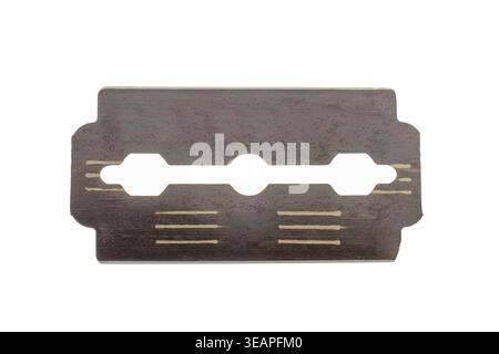 Metal blade isolated on white background, macro. Stock Photo