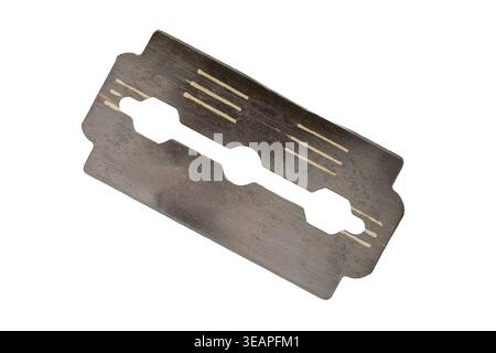 Metal blade isolated on white background, macro. Stock Photo