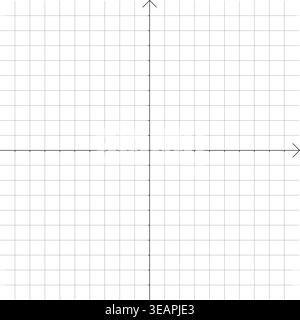Minimalist vector illustration of Cartesian coordinate plane with horizontal and vertical axes, arrow directions and square grid background for math, Stock Vector
