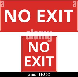 No exit red sign isolated on a white background Stock Vector