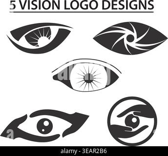 Pack of five modern eye logos Stock Vector