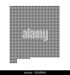 New Mexico, state of United States, USA. Black dot silhouette map for infographic, graphs, business reports or technology design. Vector illustration on white background Stock Vector