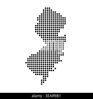 New Jersey, state of United States, USA. Black dot silhouette map for infographic, graphs, business reports or technology design. Vector illustration on white background Stock Vector