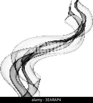 Abstract halftone wave pattern with black dots flowing across checkered background for modern graphic design projects. Stock Vector