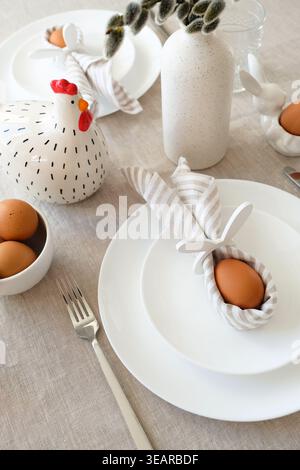 table cover, boiled egg, easter breakfast, table covers, boiled, boiled eggs, easter breakfasts Stock Photo