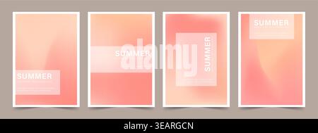 Peach and pink gradient Background with Soft Blur Texture. Set of Abstract Mesh Template for modern design or fashion banner. Pastel Vector Stock Vector