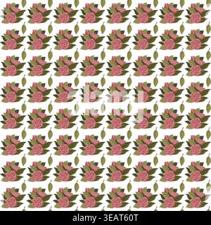 Composition of pink roses. Seamless pattern. Vector illustration. Stock Vector