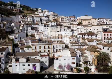 Setenil de las Bodegas, a Spanish white town nestled on the hillsides. Andalusia, Spain Stock Photo