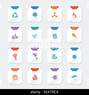 Bright Simple Ecology and Recycling icons - Vector Icon Set Stock Vector