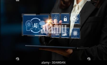 AI system integration improves artificial intelligence platform. AI system integration enhances automation, secures data, supports cloud, and AI Stock Photo