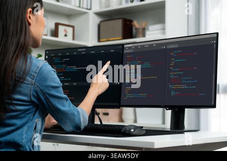 Software development programming on computer screen for brisk application and program coding Stock Photo