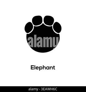 Elephant Footprint Silhouette Paw Print Vector Icon Black Isolated Wildlife Track Symbol Stock Vector
