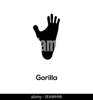 Gorilla Footprint Silhouette Paw Print Icon Vector Black Isolated Wildlife Track Symbol Stock Vector
