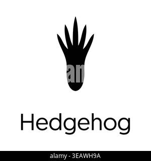 Hedgehog Footprint Silhouette Paw Print Vector Icon Black Isolated Wildlife Track Symbol Stock Vector
