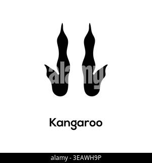 Kangaroo Footprint Silhouette Paw Print Icon Vector Black Isolated Wildlife Track Symbol Stock Vector