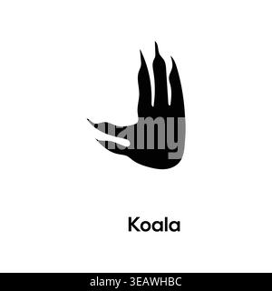 Koala Footprint Silhouette Paw Print Vector Icon Black Isolated Wildlife Track Symbol Stock Vector