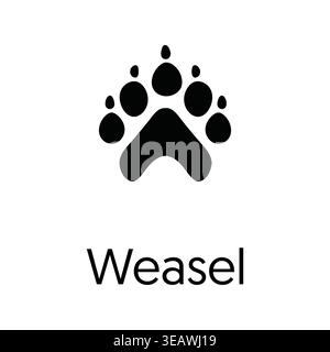Weasel Footprint Paw Print Silhouette Vector Icon Black Isolated Wildlife Track Symbol Stock Vector