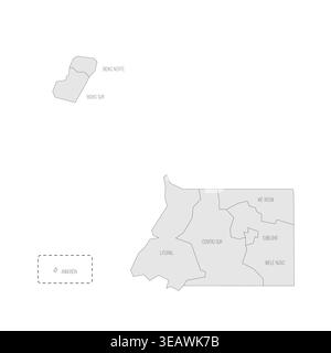 Equatorial Guinea political map of administrative divisions - provinces. Grey map with thin black outline and labels. Stock Vector