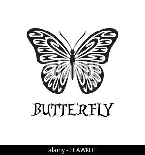 Butterfly Silhouette Vector Decorative Insect Elegant Black Icon Illustration Stock Vector