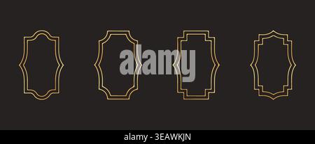 Luxury Gold Frame Set Elegant Vintage Label Border Collection Stock Vector