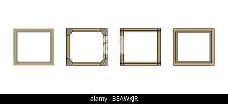 Square Photo Frame Set Decorative Classic Vintage Border Wall Frames Collection Stock Vector