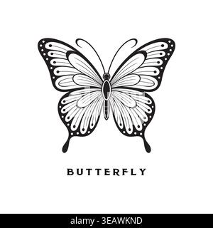 Butterfly Silhouette Vector Decorative Insect Elegant Black Icon Illustration Stock Vector