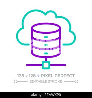 Cloud storage two color line icon Stock Vector