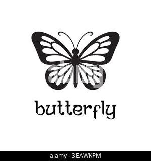 Butterfly Silhouette Vector Decorative Insect Elegant Black Icon Illustration Stock Vector