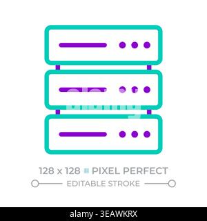 Data server two color line icon Stock Vector