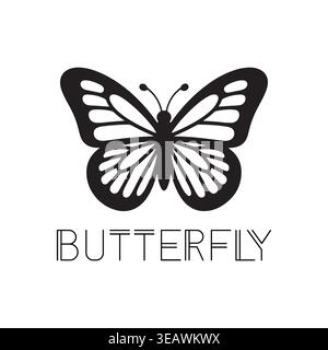 Butterfly Silhouette Vector Decorative Insect Elegant Black Icon Illustration Stock Vector