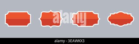 Red Blank Sticker Label Badge Set Outline Decorative Badge Shapes Vector Design Stock Vector
