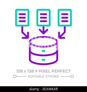 Data collection two color line icon Stock Vector