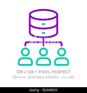 Database network two color line icon Stock Vector