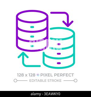 Database transfer two color line icon Stock Vector