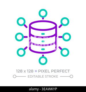 Database system two color line icon Stock Vector
