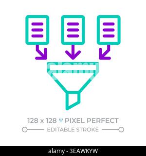 Information filtering two color line icon Stock Vector