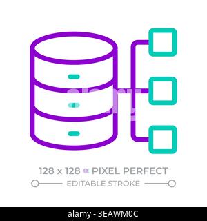 Database network two color line icon Stock Vector
