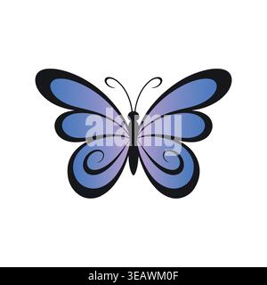 Colorful Butterfly Vector Gradient Editable Insect Elegant Modern Illustration Stock Vector