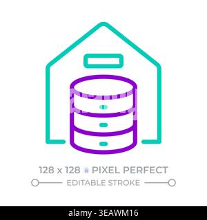 Data warehouse two color line icon Stock Vector