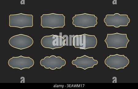 Luxury Frames Gold Vintage Label Badge Collection Elegant Ornamental Borders Vector Set Stock Vector
