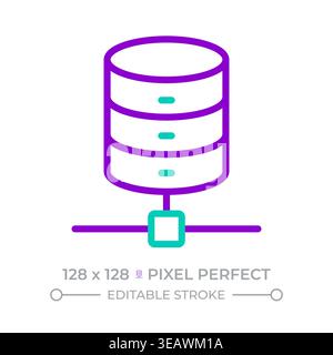 Database server two color line icon Stock Vector