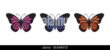 Colorful Butterfly Set Vector Insect Collection Decorative Nature Illustration Stock Vector