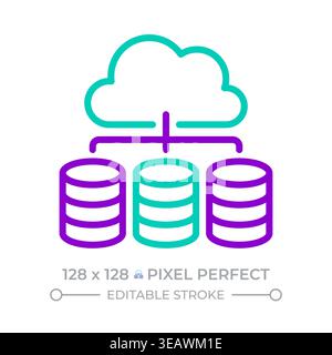 Cloud database management two color line icon Stock Vector