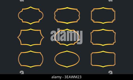 Ornamental Frame Set Luxury Gold Elegant Vintage Label Border Collection Stock Vector