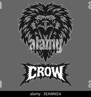 Vector tribal raven logo with text on a background Stock Vector