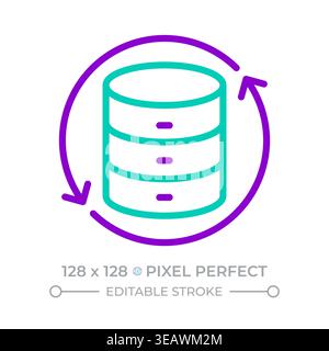Data synchronization two color line icon Stock Vector