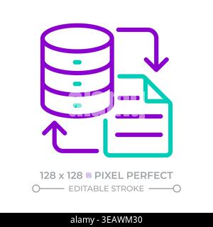 Data migration two color line icon Stock Vector