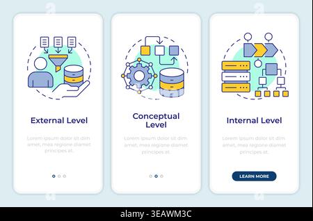 Data architecture models onboarding mobile app screen Stock Vector