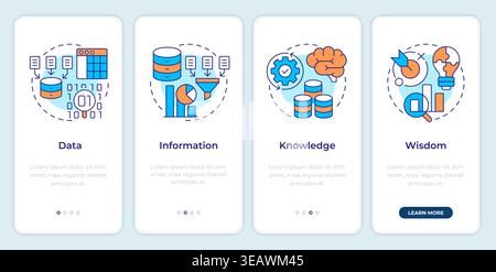 Types of data sources onboarding mobile app screen Stock Vector