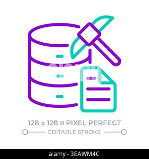 Data mining two color line icon Stock Vector